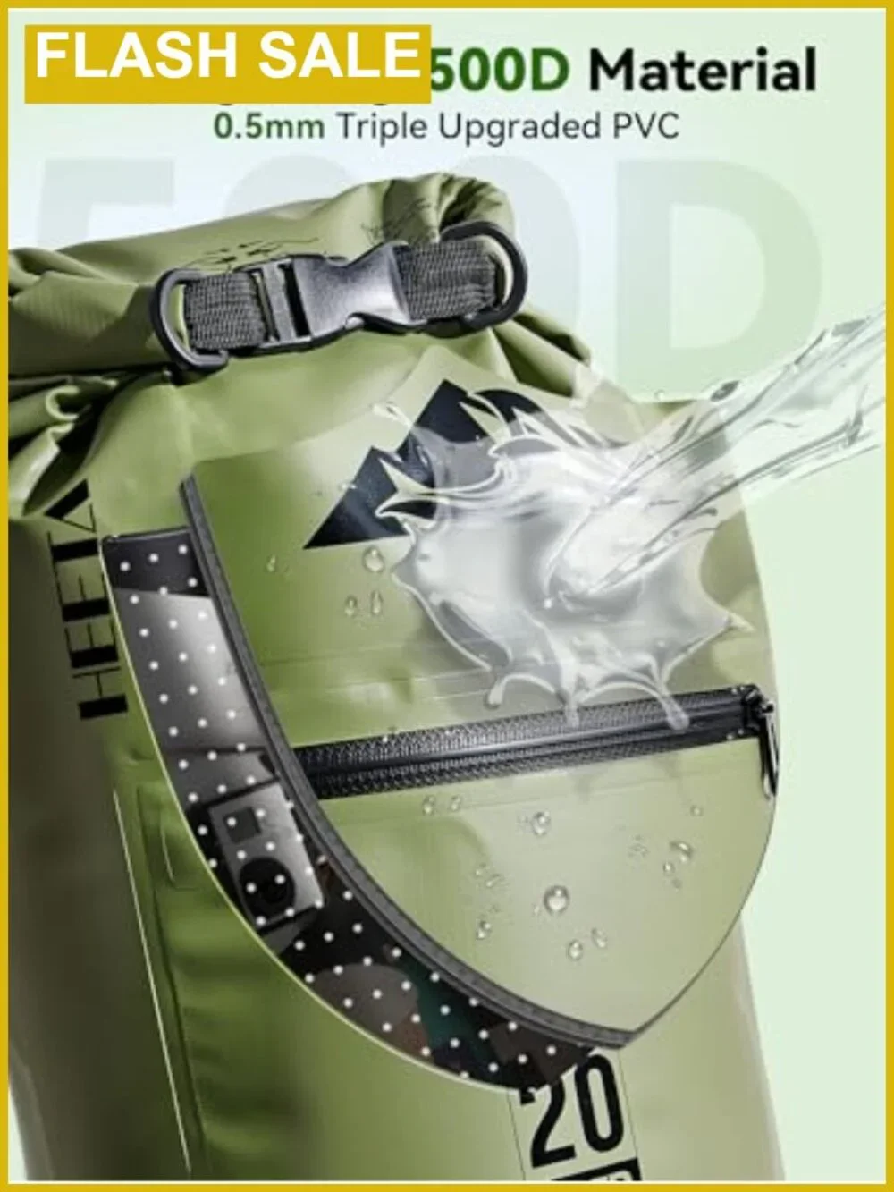 Waterproof Dry Bag Backpack Roll Top Zippered Pocket PVC 10L